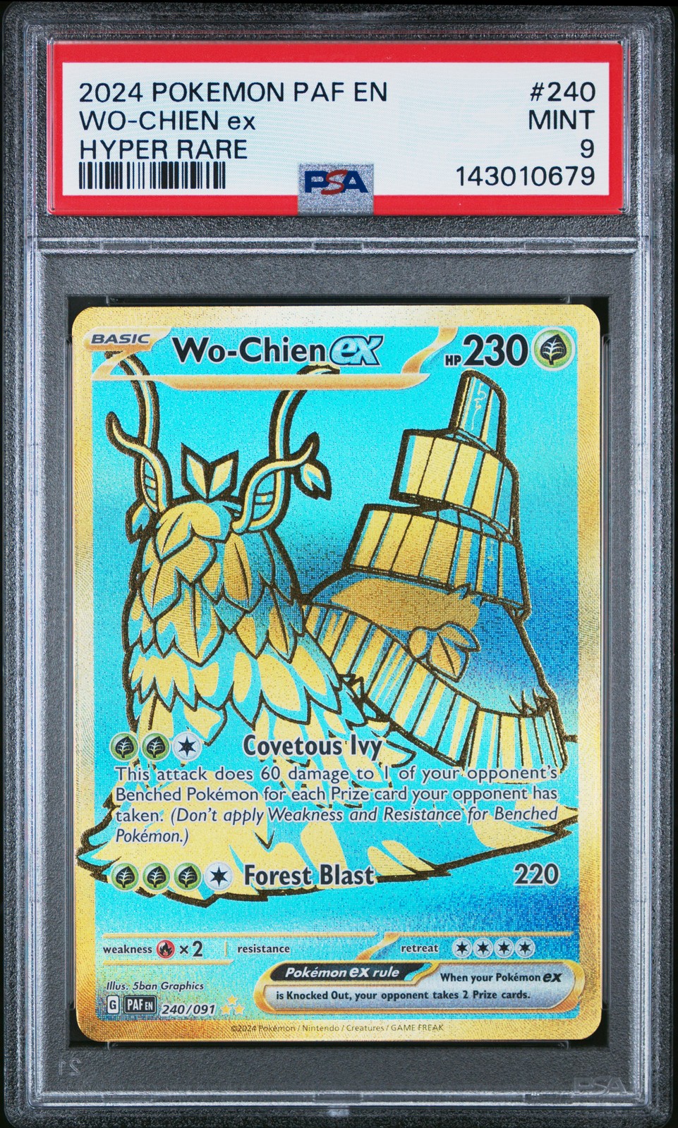 2024 Pokemon Paf En-Paldean Fates #240 Wo-Chien Ex Hyper Rare PSA 9