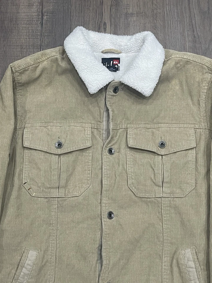 Jaqueta de Caminhoneiro Masculina Quicksilver Tan Veludo Sherpa Forrada com Botões Tamanho Grande - Imagem 2 de 4