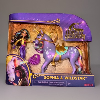 Unicorn Academy Sophia & Wildstar Set with 2 Riding Accessories & Hair Styli New
