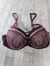 Victoria Secret Body By Bra Lined Burgundy Lace Underwire Size 34D Coquette