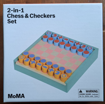 MoMA Chess & Checkers Multi Color Dual Side Set New 2 In 1 Art Museum Game Gift