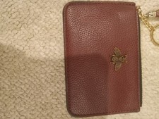 Womans Wrislet LeatherCrefit card wallet keychain zip