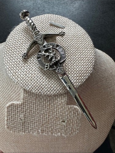 VTG APS Scotland Clan Gordon Crest Claymore Sword Kilt Pin Pewter 4"
