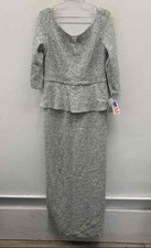 Ursula of Switzerland Women's Silver Lace Peplum 2 Piece Skirt Set NWT Sz 12