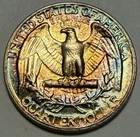 1964-P Washington Quarter, Gem BU, Rainbow Toned! Incredible!