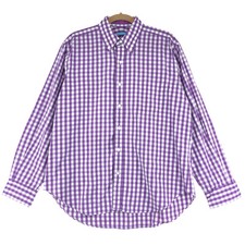 J McLaughlin Mens Size L Shirt Collis Button Front Purple Checked Button Down