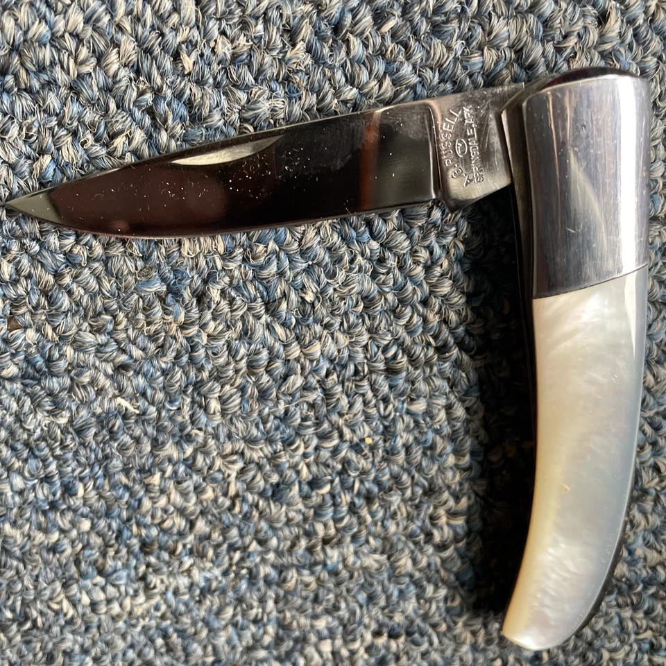 Vintage AG RUSSELL – Seki-Made Scale Release Lockback Folding Knife MOP Handles - Image 4 of 4