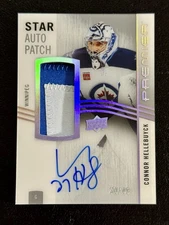 Connor Hellebuyck 2023-24 Premier #AV-CH Star Auto Patch /49 (AU, MEM)