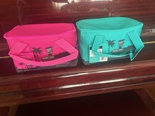Trader Joe's MINI Insulated Tote Bag Pink And Green Summer Beach Set          