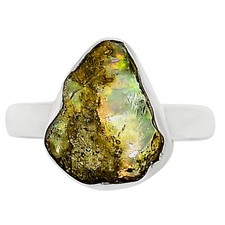 Natural Ethiopian Opal Rough 925 Sterling Silver Ring s.8 Jewelry R-1001