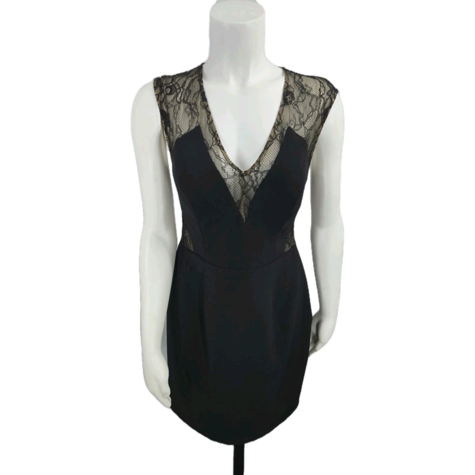 Aidan Mattox Women's Dress Size 8 Black Short Open Back Lace Sleeveless Party