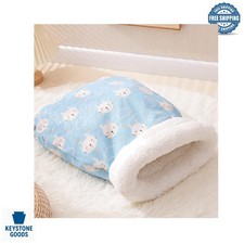 Large Blue Soft Cat Sleep Bag Bed Cozy Hideaway for Indoor Cats