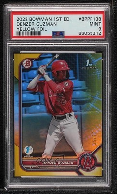 2022 Bowman 1st Edition Yellow Foil 35/75 Denzer Guzman #BPPF-138 PSA 9 MINT 4f5