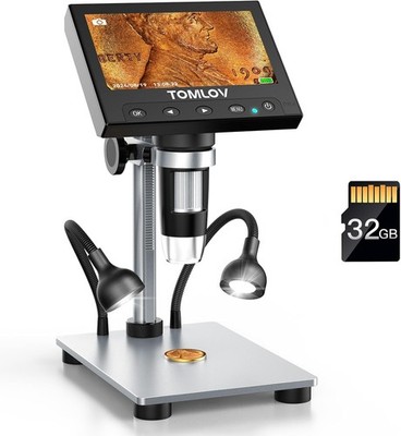 TOMLOV 1000X Error Coin Microscope Digital Microscope Camera 4.3'' LCD Screen USB