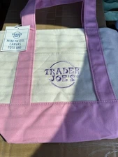 NEW TRADER JOE'S MINI CANVAS TOTE BAG - PASTEL - PINK - READY TO SHIP!