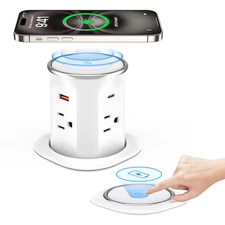 ANNQUAN Motorized Pop up Countertop Receptacle with 15W Wireless Charger,Max 20W