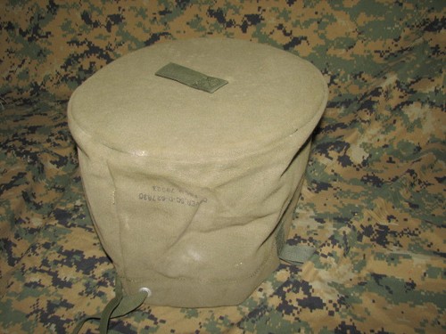 military vintage canvas cover 10 1/2" round 8" deep pull tight string authentic - Picture 2 of 5
