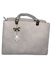 Beige Handbag Smooth Texture With Pearl Assessories And Shoulder Strap