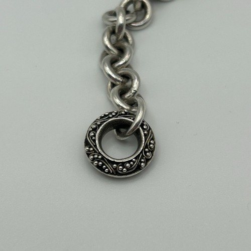 Lois Hill Vintage Chain Link Bracelet Indonesian 925 Sterling Silver Granulated - Picture 4 of 6