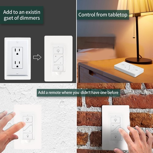 Kit de interruptor y receptor atenuador inalámbrico inteligente, sin cableado, funciona con Alexa - Imagen 6 de 12