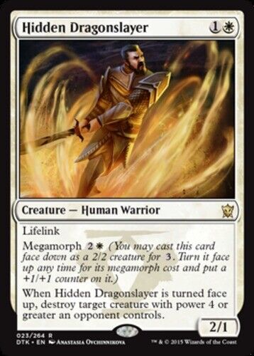 FOIL Hidden Dragonslayer 1x FOIL DTK MTG Dragons of Tarkir Rare MINT white FOIL Hidden Dragonslayer 1x FOIL DTK MTG Dragons of Tarkir Rare MINT white