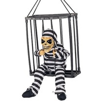 TRIXES Scheletro di Halloween spaventoso in gabbia con voce urlante - creatura da incubo