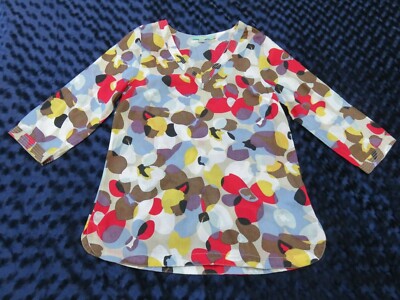 BODEN PRETTY COLOURFUL BIG FLOWER PRINT LIGHT COTTON SUMMER BLOUSE UK 8 - 10