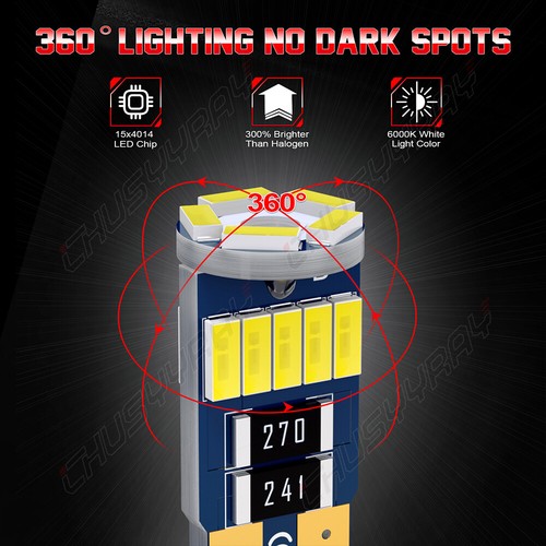 5 Pack T10 LED License Plate Light Bulbs 6000K Super Bright White 168 2825 194 - Foto 3 di 12