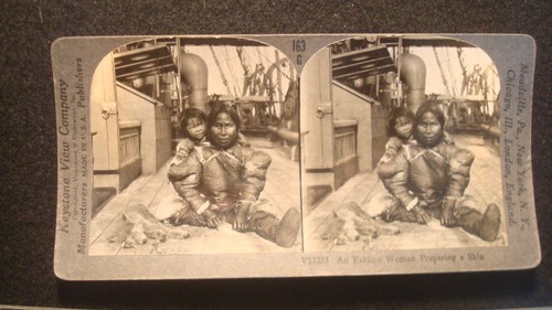 Vintage Antique Stereograph View 5 Cards - Native ESKIMO - Kayak - Whale - Rare - Picture 8 of 16