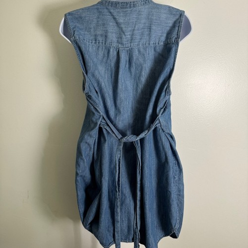 Old Navy Womens Maternity Dress XL Short Chambray Sleeveless Waist Tie Blue Jean - Picture 7 of 9