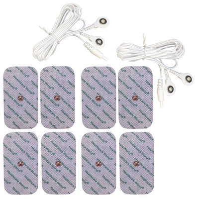 HEALTHCARE WORLD Große 8-teilige Druckknopfelektroden mit Anschlusskabel Geeignet für TENS-EMS