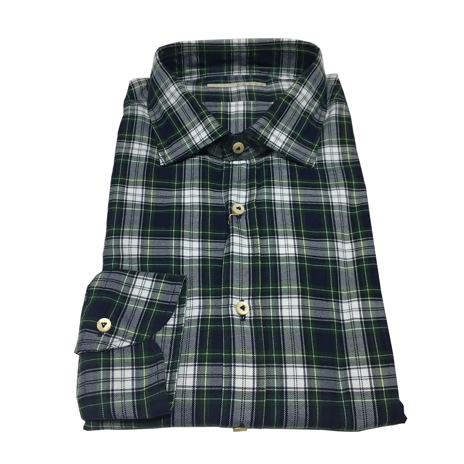XACUS camicia uomo quadri blu/verde vestibilità тонкая белуга, выстиранная из 100% хлопка