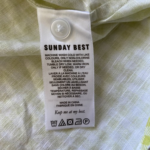 Sunday Best Eliza Top Women XXS Pear Green Gingham Linen Cottagecore - Picture 15 of 17