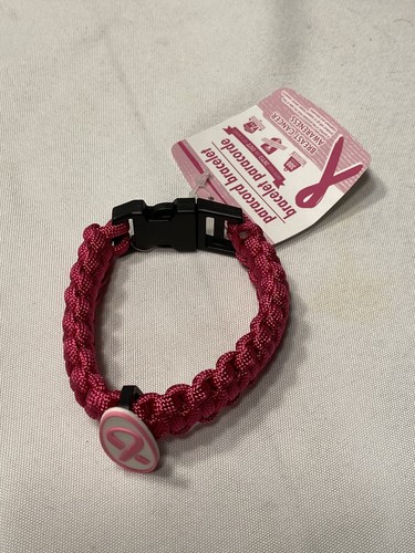 utility paracord bracelet PINK RIBBON AWARENESS dark pink - Picture 2 of 3