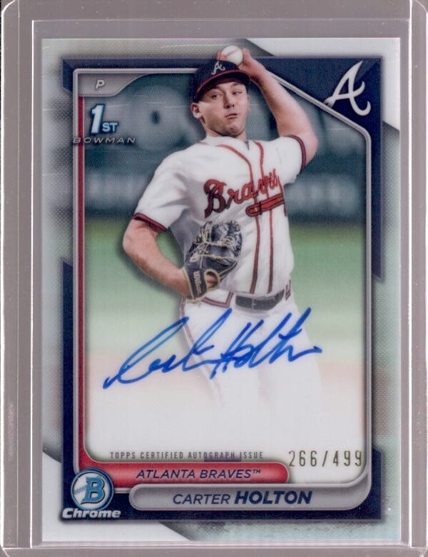 CARTER HOLTON 2024 Bowman Chrome Draft 1st Refractor RC Autograph Auto #266/499