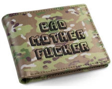 Camo Embroidered Bad Mother Fu**er Leather Wallet As Seen in Pulp Fiction