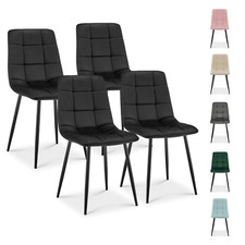 Velvet Dining Chair Padded Seat Metal Legs Kitchen Chairs Home Office 1-4PCS