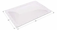 RV Skylight 4" Bubble Type Dome Rectangular 22"x 34, 26" x 38" Flange, Clear
