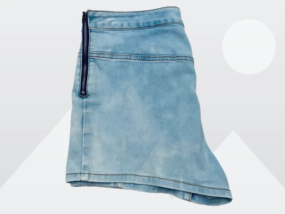 Pantalones cortos Nicki Minaj para mujer lavado ligero tiro alto algodón elástico cremallera acento 9/10 Foto 4 de 4