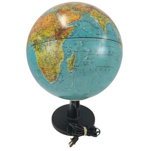 Replogle 12” World Globe with Internal Light - Raised Relief and Black Base - Picture 2 of 10