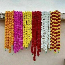Indian 10 PC 5 feet Artificial Marigold Vine Home Garlands Wedding Decoration