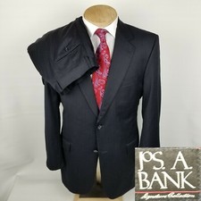 Jos A Bank Signature Gordon Mens Suit 42L Navy Stripe 2 Piece 35 x 30