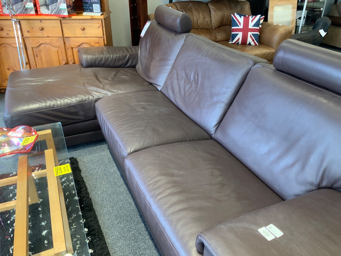 Brown Leather Corner Sofa CS I12 eBay
