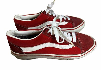 Vintage Vans Made In USA Red Velvet & Suede Shoes No Size Mark | eBay