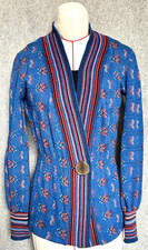 Vintage The Red Eye Sweater Cardigan Size Small Royal Blue 1960s-1970s Boho
