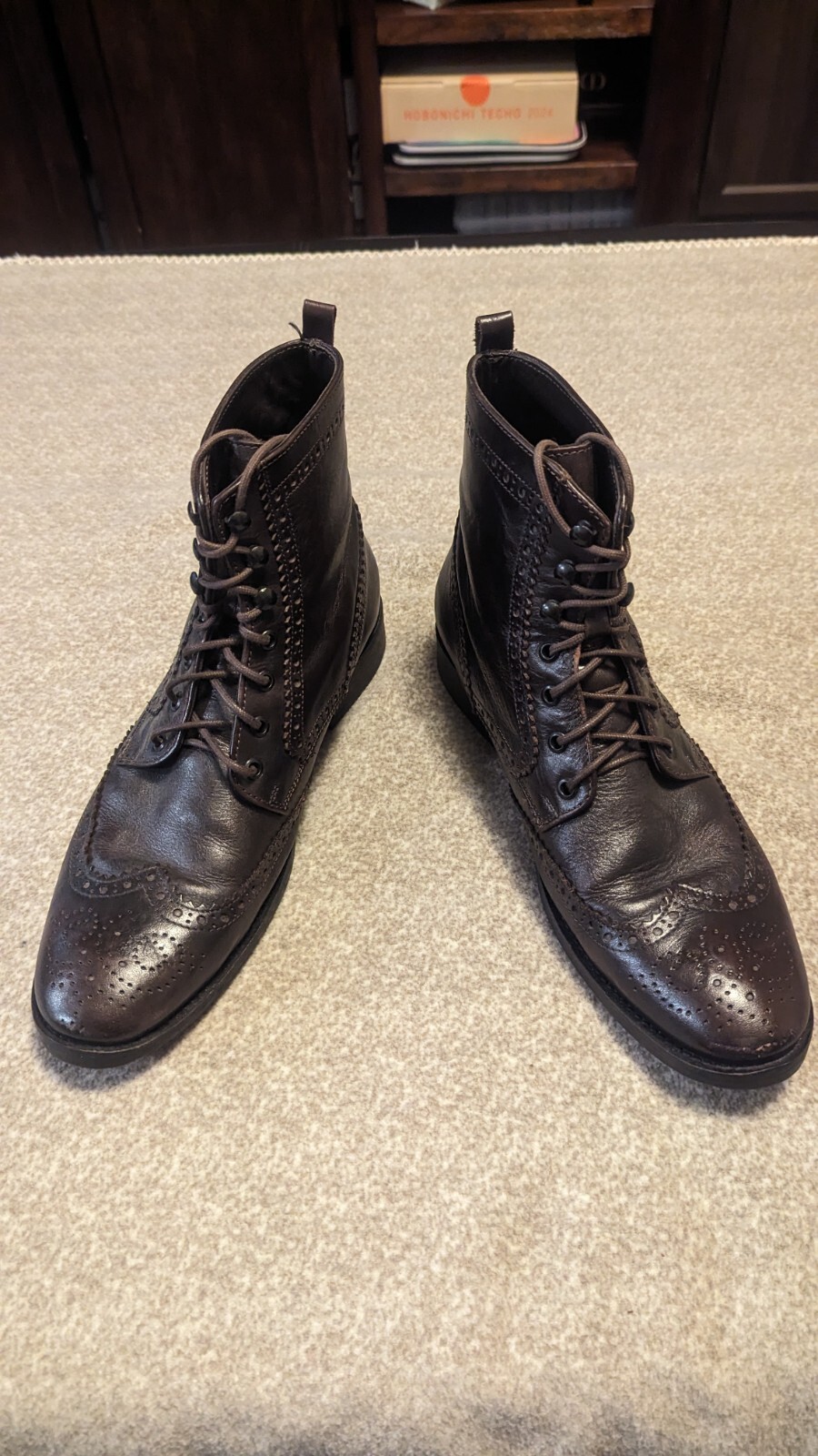 A. TESTONI BASIC Leather Wingtip Lace Up Brown Es… - image 2