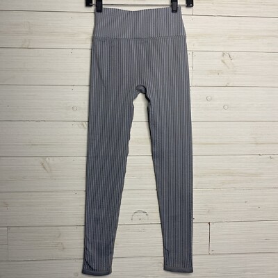 Fabletics High Waisted Seamless Rib Leggings Iron/Hazy Iris Size S