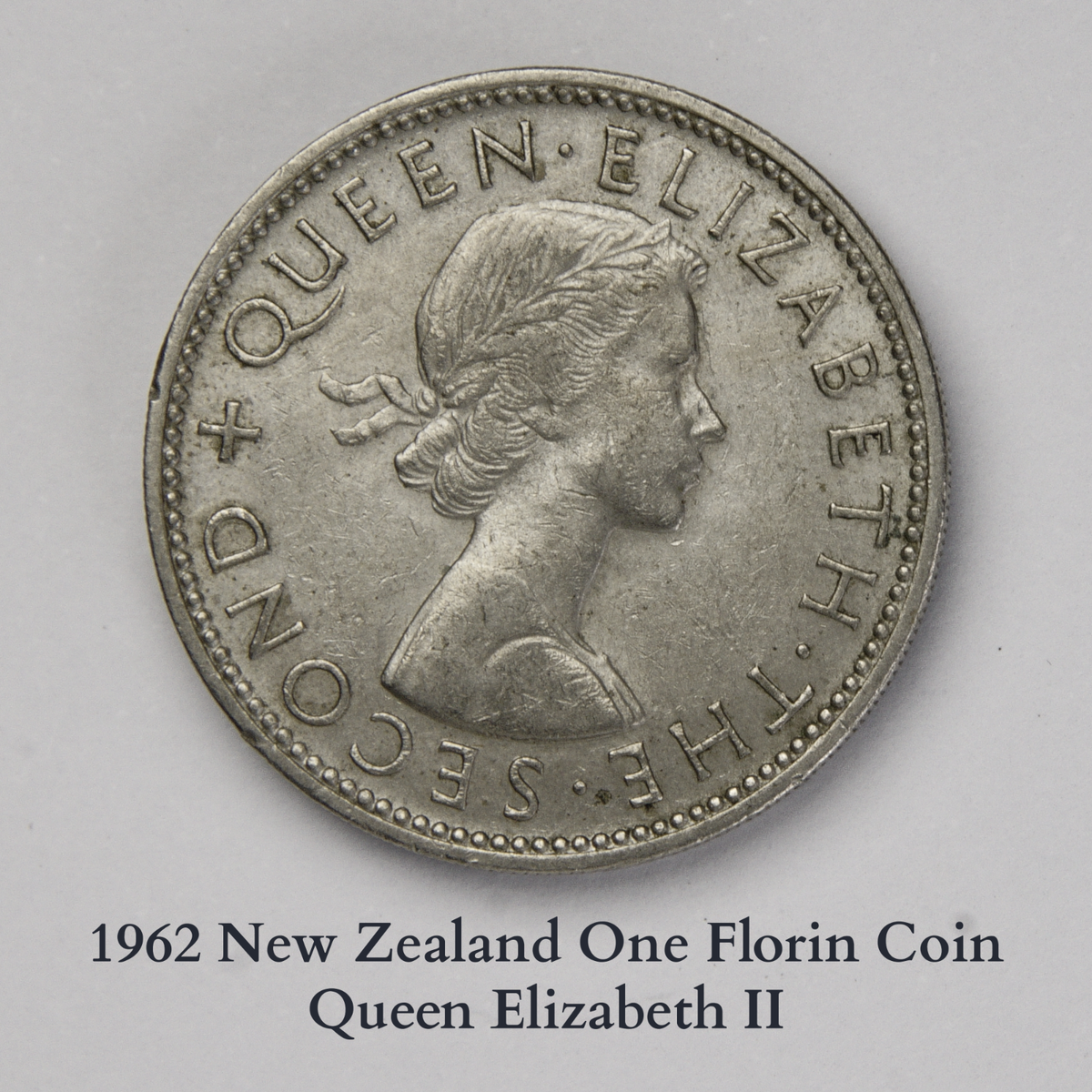 1962 New Zealand One Florin Coin | Queen Elizabeth II & Kiwi Bird