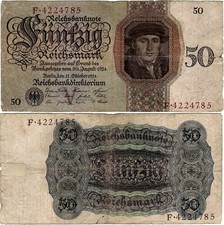 Banknote 50 Reichsmark 1924 Berlin Reichsbank DEU-176a Ro.170a P-177 V/F