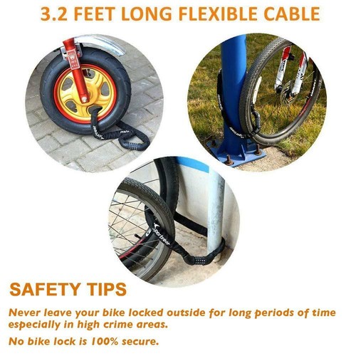 Sportneer Bike Lock, 5-Digit Resettable Combination 3.2 FT Bicycle Black - Picture 6 of 8